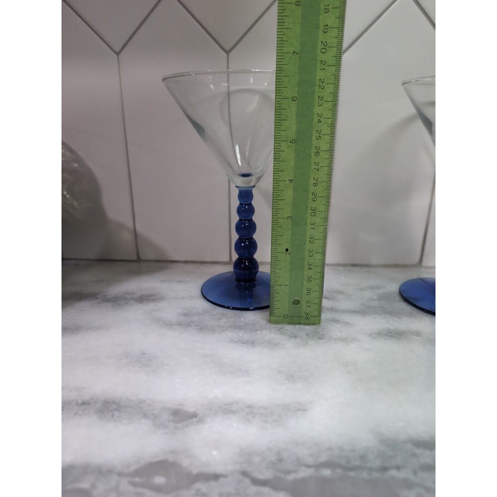 Libbey Metropolis Cobalt Blue Margarita Glasses, Set Of 2, Ball‎ Stem Glassware - Picture 8 of 9